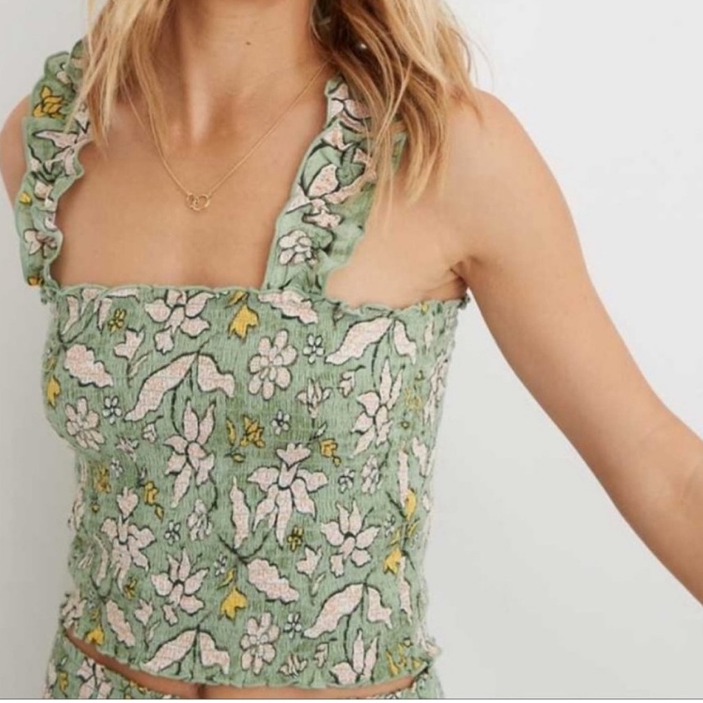 Aerie Floral Smocked Tank